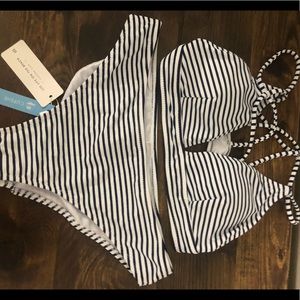 Striped blue and white cupshe bikini